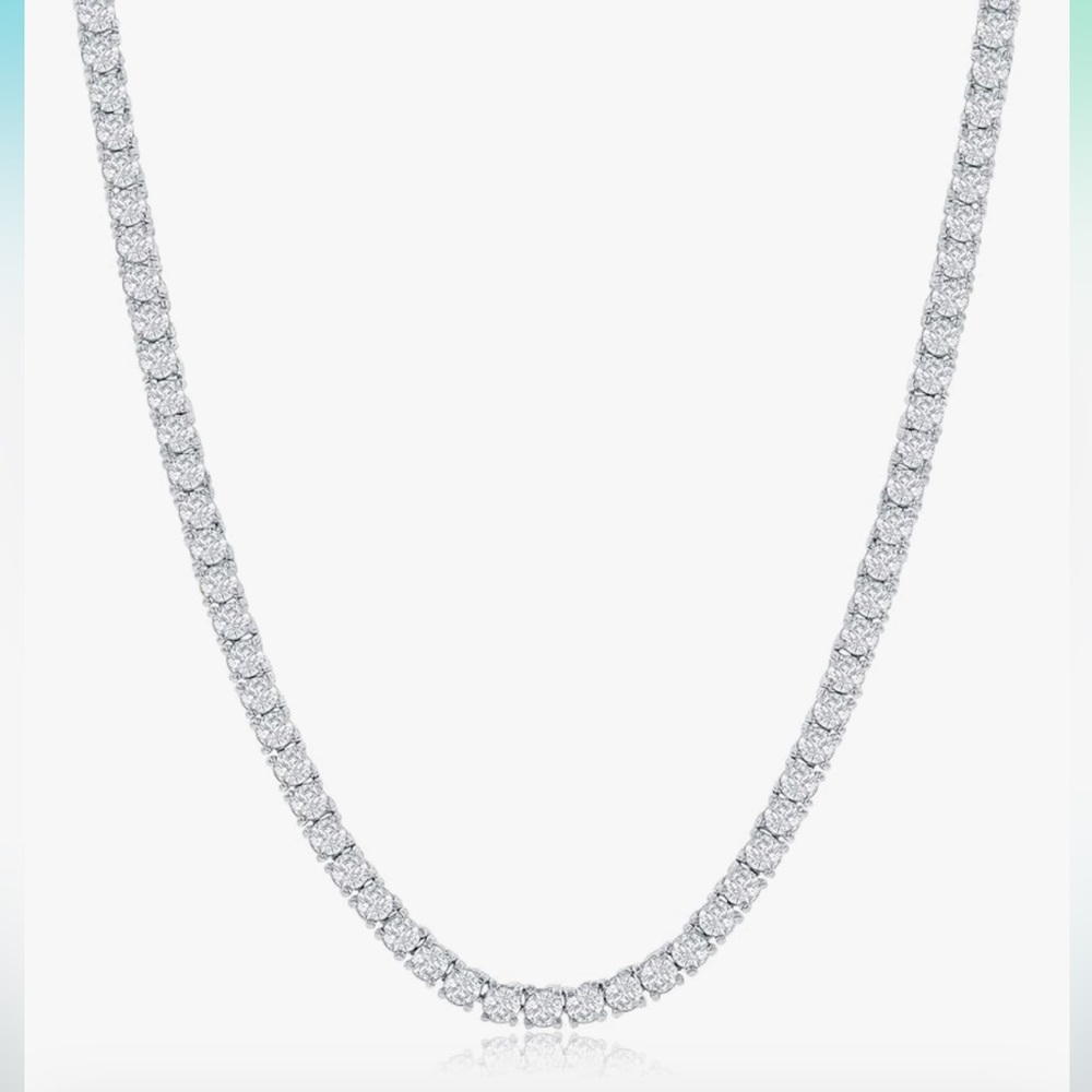 NYC Sterling Tennis Necklace for Women & Men. 3mm Round CZ Tennis Necklace - Picture 2 of 6